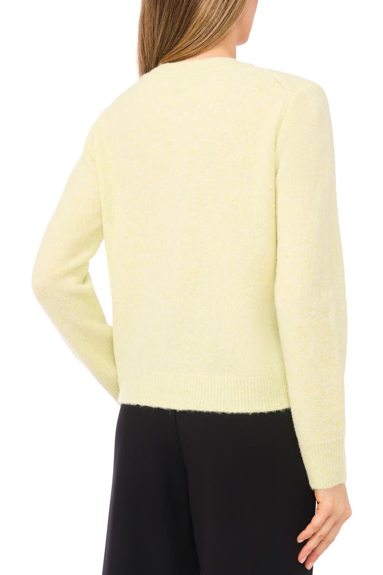 Fuzzy Crewneck Cardigan, Alternate, color, WHITE JADE