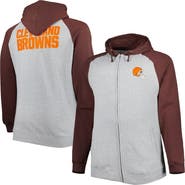 PROFILE Men's Heather Gray Cleveland Browns Big & Tall Fleece Raglan Full-Zip Hoodie Jacket