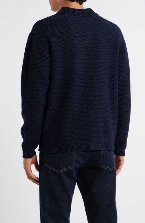 Krost Broken Rib Johnny Collar Sweater In Blue