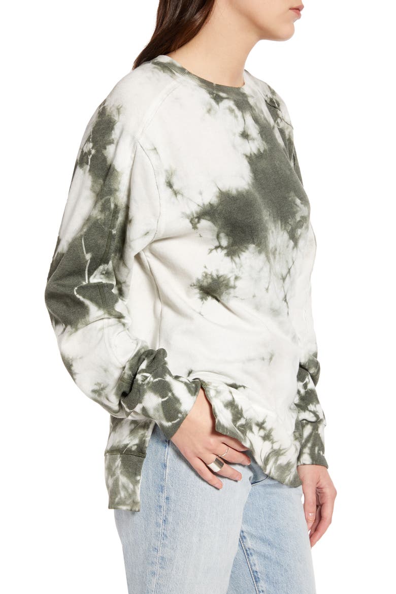 Tie Dye Crewneck Sweatshirt, Alternate, color, OLIVE SARMA COMBO