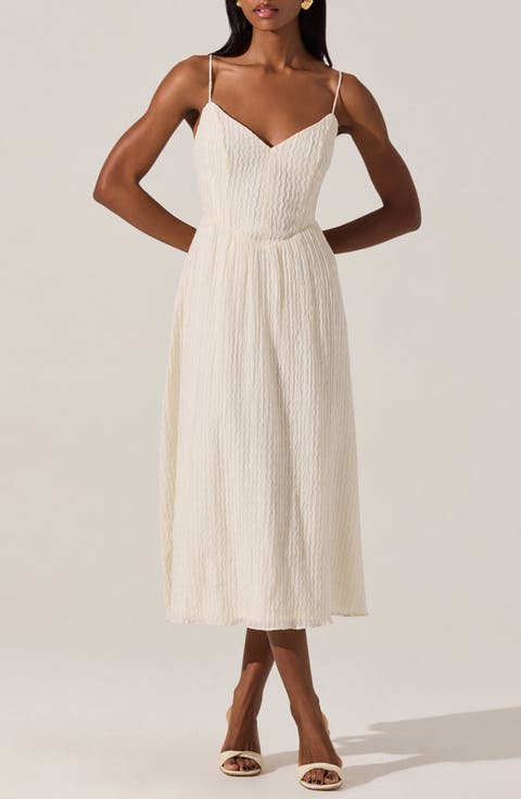 Textured V-Neck Midi Dress