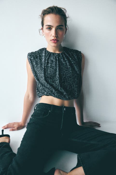 Draped Mesh Top