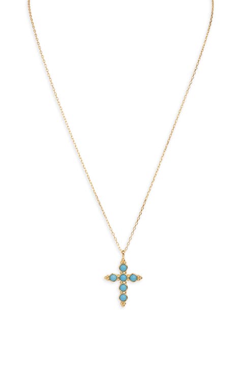 Turquoise Cross Pendant Necklace