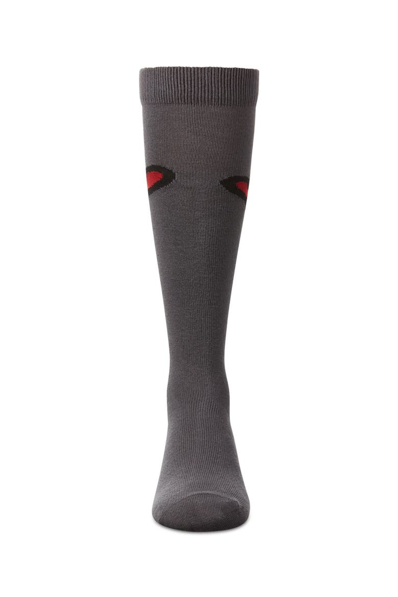 Outline Heart Knee High Socks, Alternate, color, Dark Gray Heather