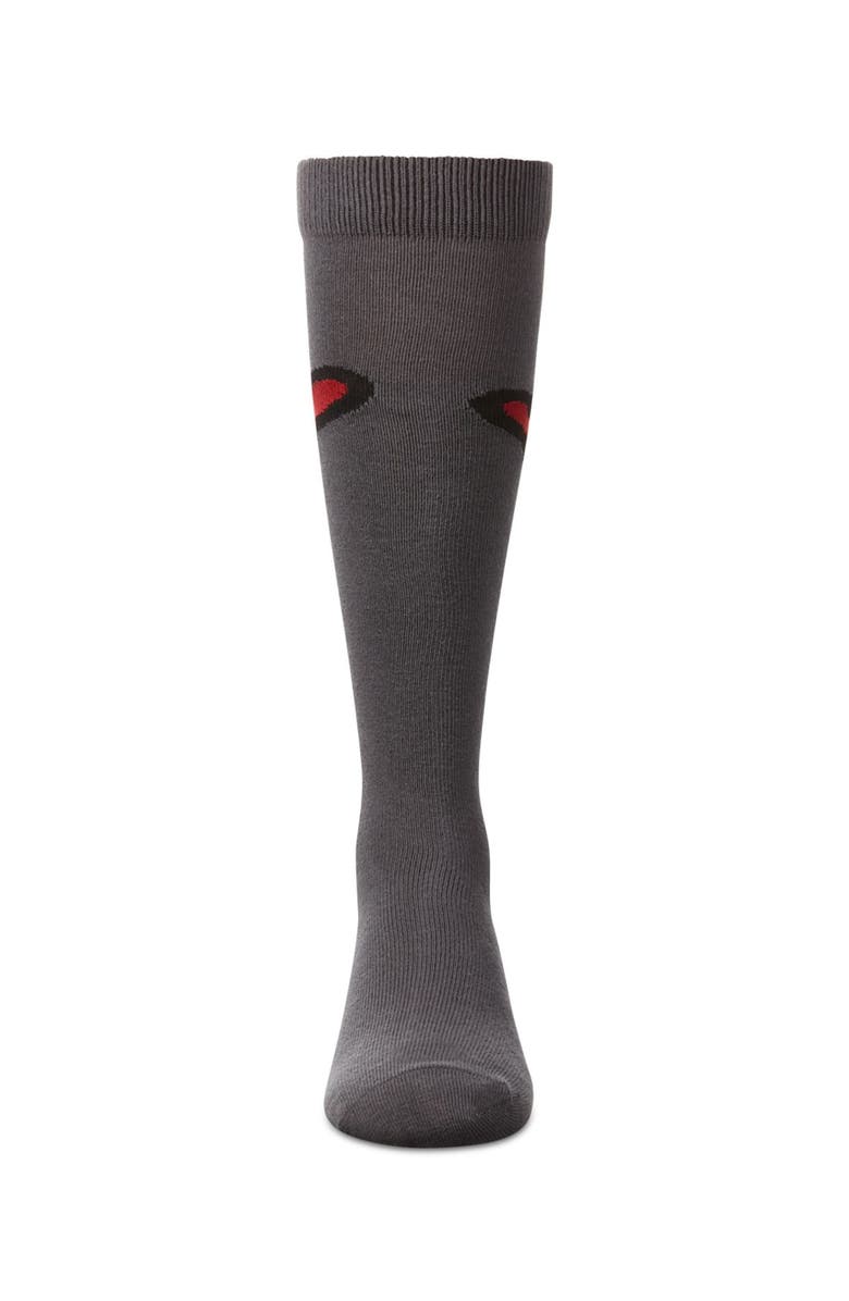 MeMoi Outline Heart Knee High Socks, Alternate, color, Dark Gray Heather