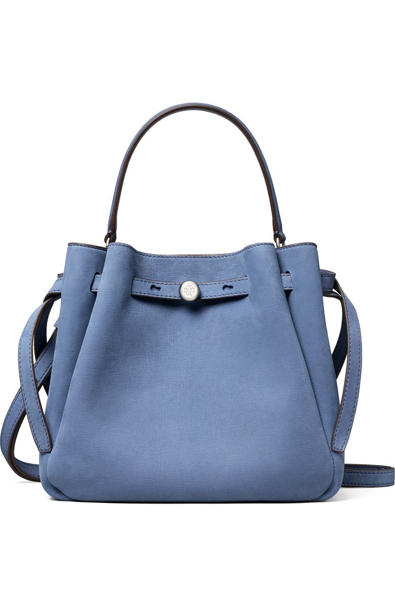 Tory Burch Romy Nubuck Leather Bucket Bag, Main, color, Soft Blue