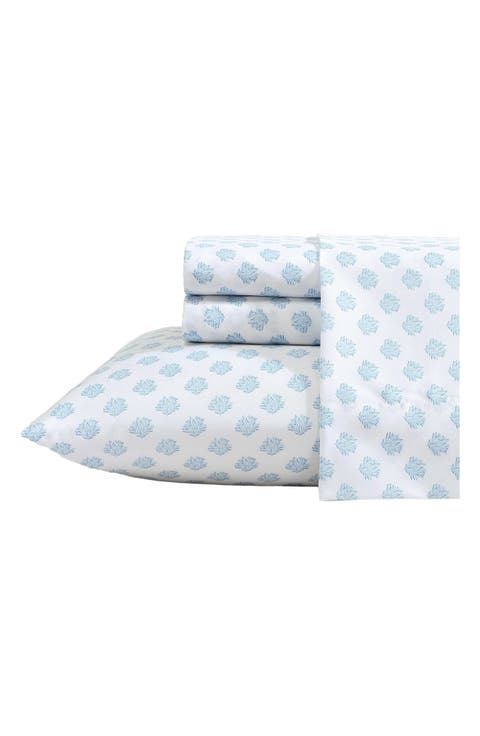 Coastal Coral Print Microfiber Sheet Set