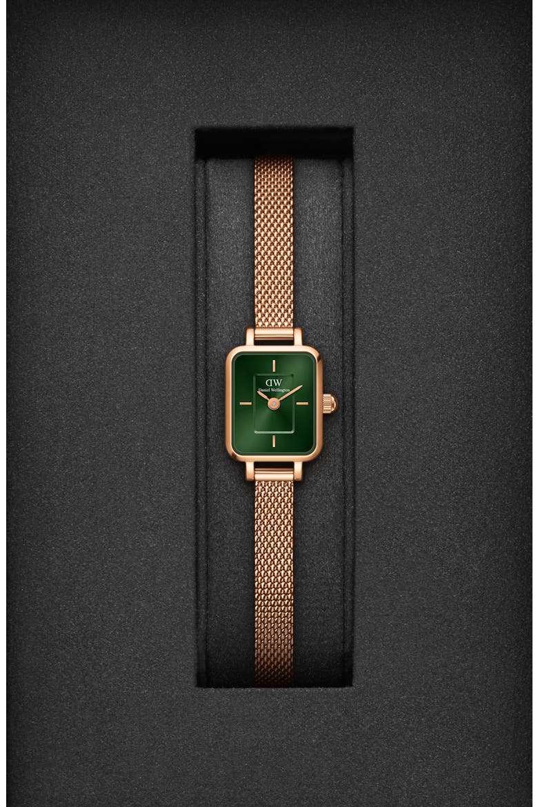 Quadro Mini Mesh Strap Watch, 15.4mm x 18.2mm, Alternate, color, ROSE GOLD