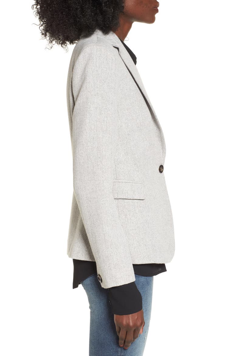 Herringbone Blazer, Alternate, color, GREY