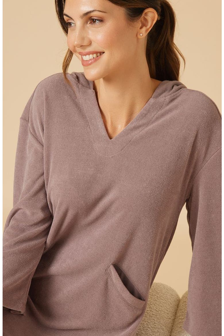 Terry Hooded Lounger, Alternate, color, Driftwood