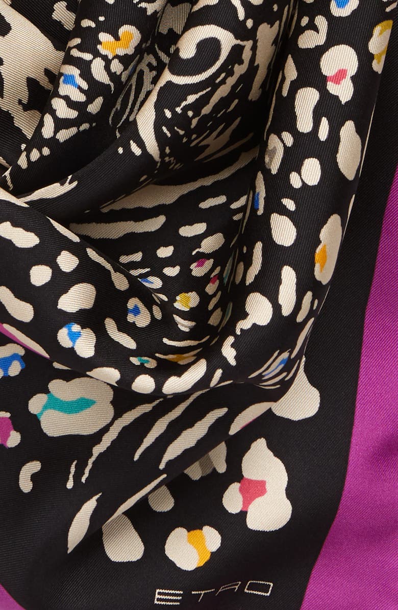 Etro Leopard Print Square Silk Scarf, Alternate, color, 