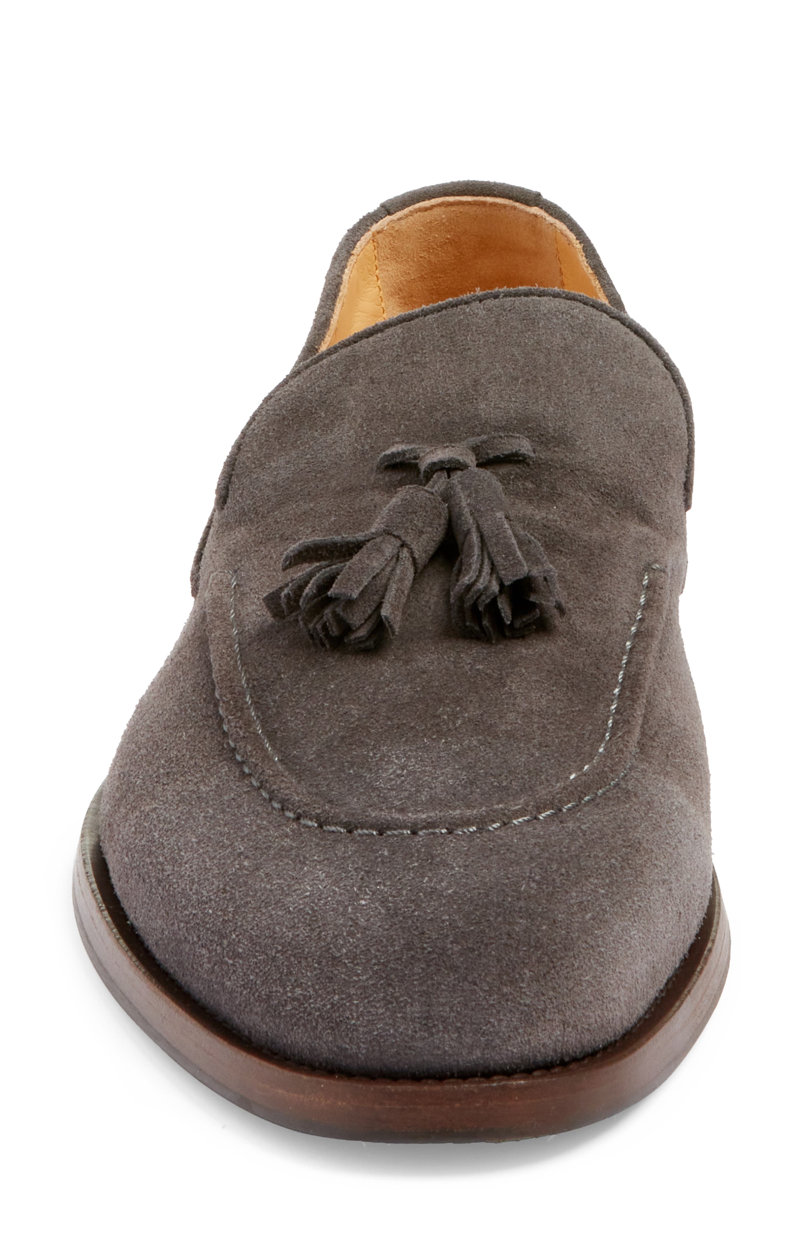 Brunello Cucinelli Tassel Detail Suede Loafer, Alternate, color, C8860 Dark Grey Suede