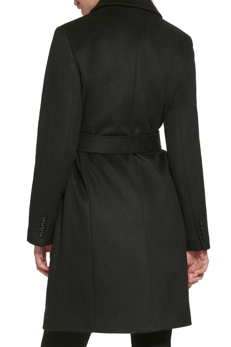 Belted Wool Blend Patch Pocket Coat, Alternate, color, BLACK