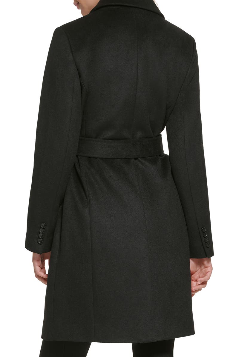 KARL LAGERFELD PARIS Belted Wool Blend Patch Pocket Coat, Alternate, color,