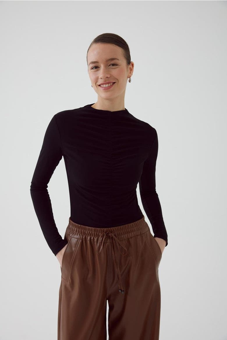 Aglaia Tulle Blouse, Alternate, color, BLACK
