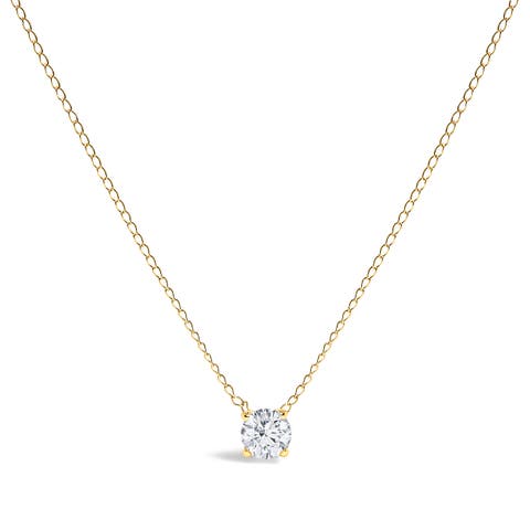 14K Gold Floating 1/2 Cttw Lab Grown Diamond Solitaire Pendant Necklace - 18" Inches