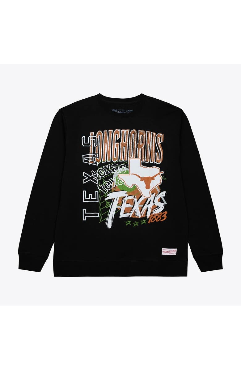 Mitchell & Ness Men's Mitchell & Ness  Black Texas Longhorns Half Time Fleece Crewneck Sweatshirt, Main, color, Black