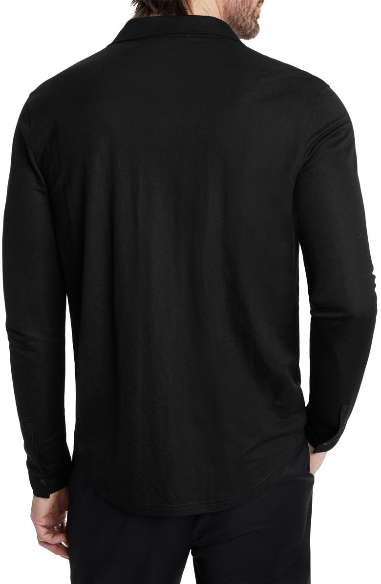 John Varvatos McGiles Piqué Knit Button-Up Shirt, Alternate, color, Black