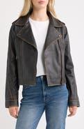 Bernardo Burnished Leather Moto Jacket