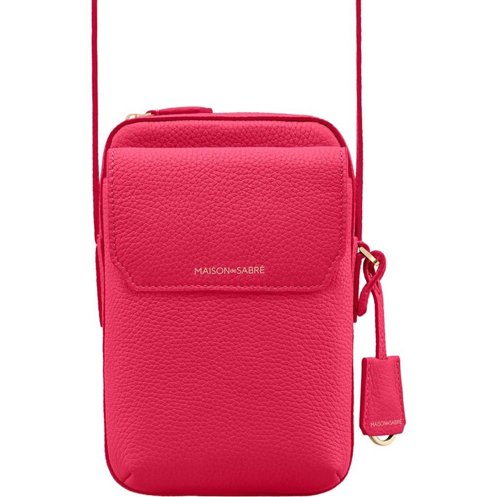 Maison De Sabre Maison De Sabré Leather Zip Phone Pouch In Shibuya Fuchsia