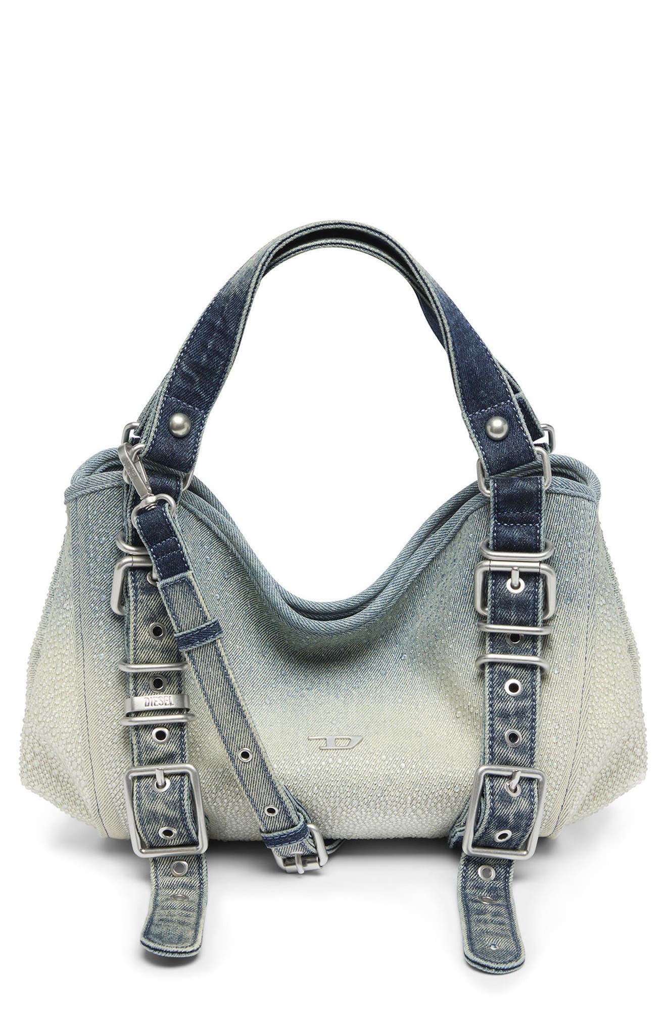 D-One Small Denim Top Handle Bag, Main, color, MEDIUM BLUE