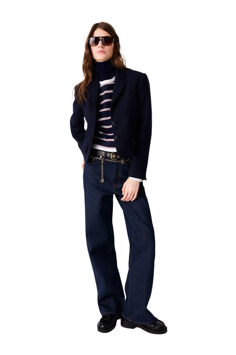 Cropped suit jacket, Alternate, color, Navy