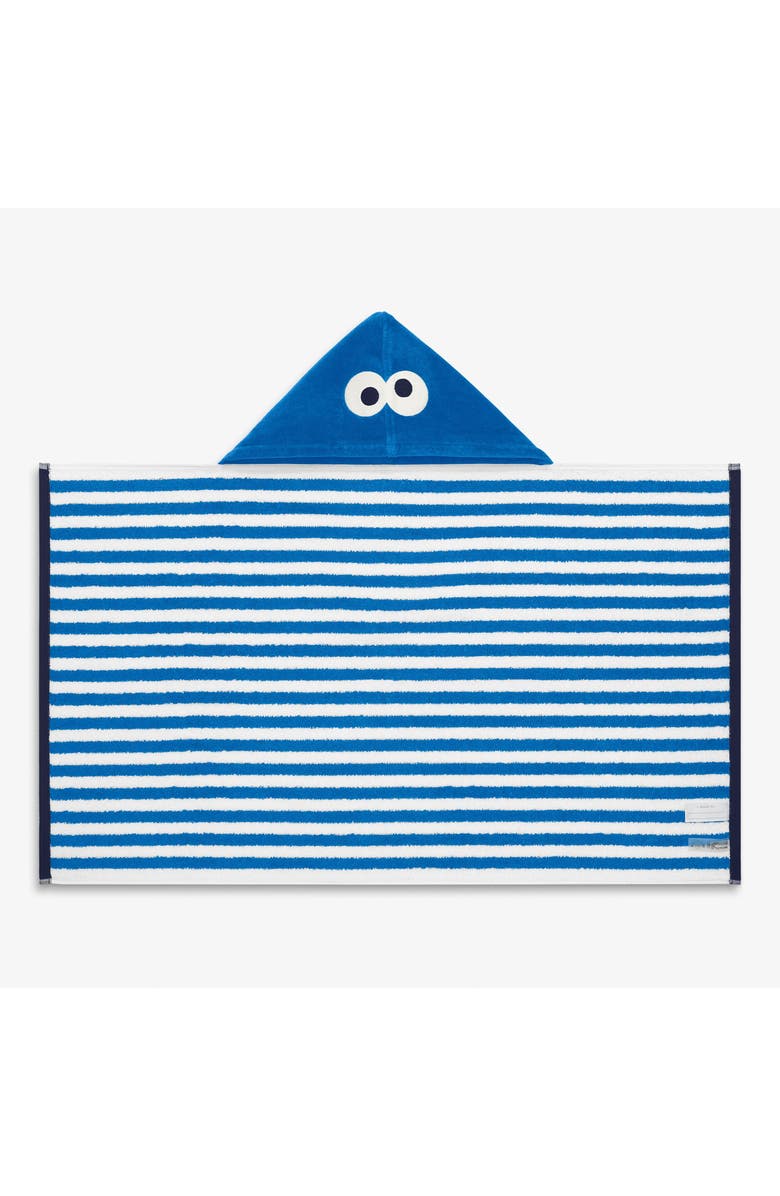 Primary Kids Sesame Street Hoodie Towel, Main, color, Blueberry White Stripe