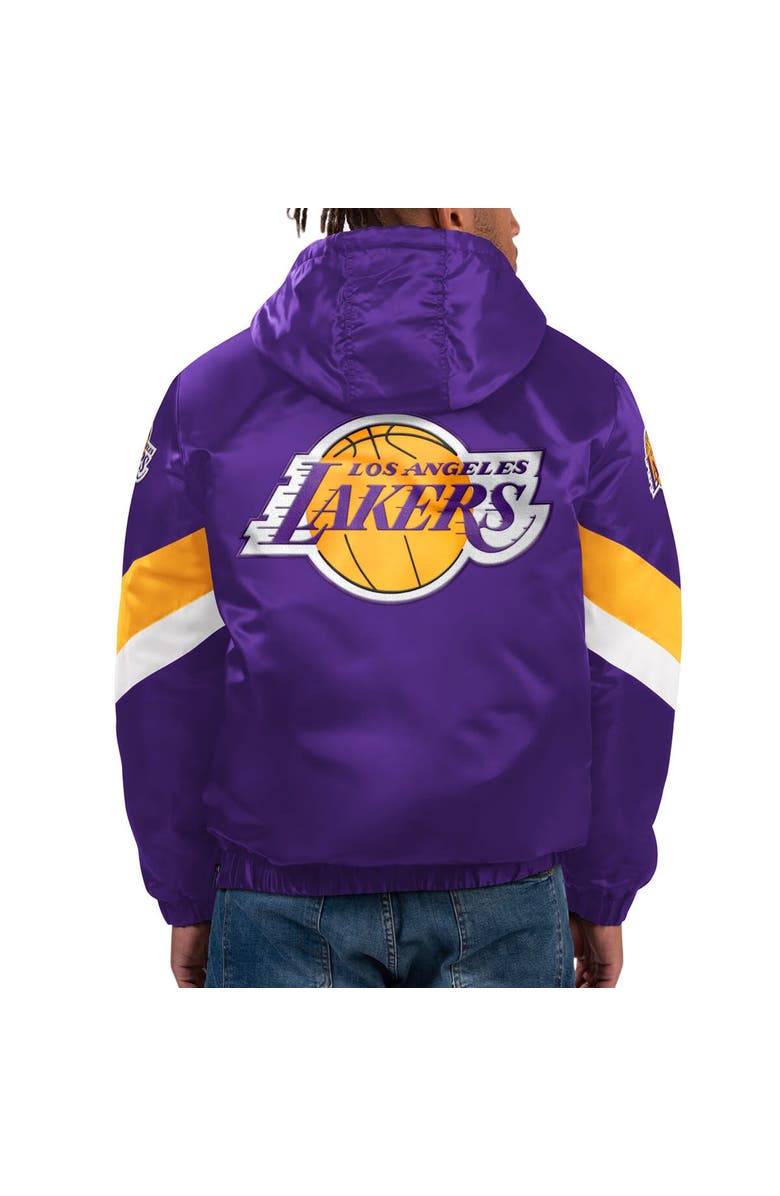 STARTER Men's Starter  Purple Los Angeles Lakers Force Play Satin Hoodie Half-Zip Jacket, Alternate, color, 