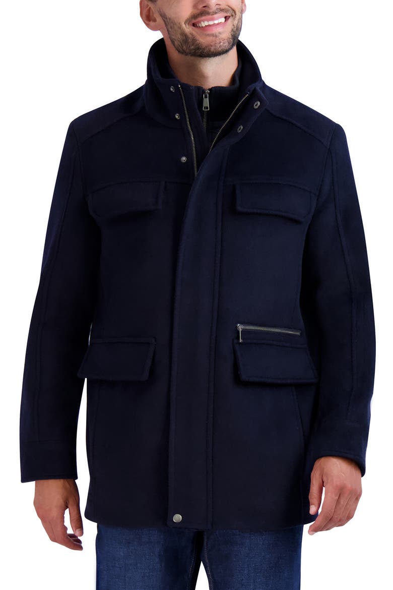 Wool Blend Field Coat, Main, color, NAVY