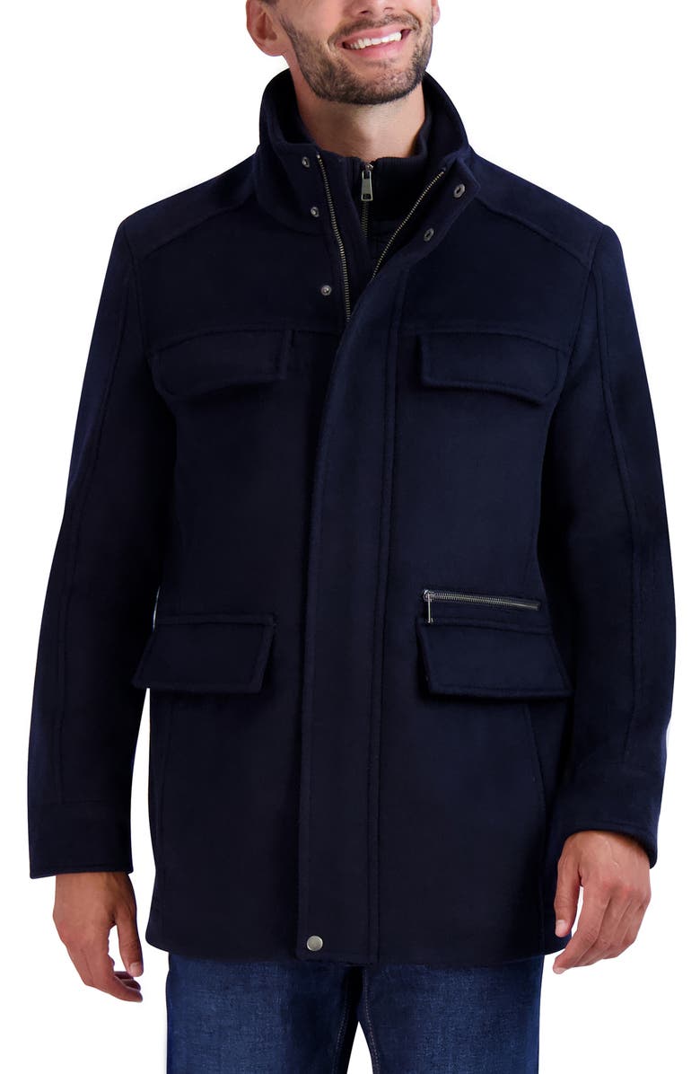 Cole Haan Wool Blend Field Coat, Main, color, Navy
