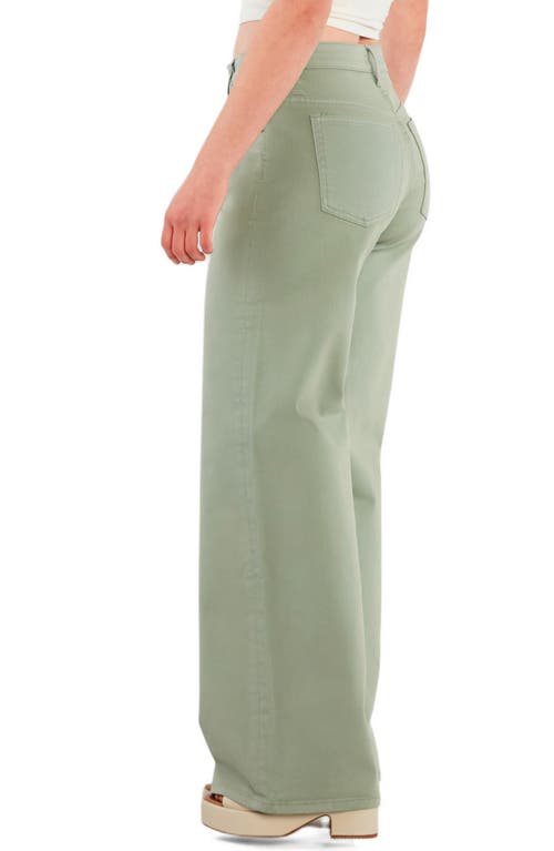 Hint Of Blu Mid Rise Relaxed Straight Leg Jeans In Green
