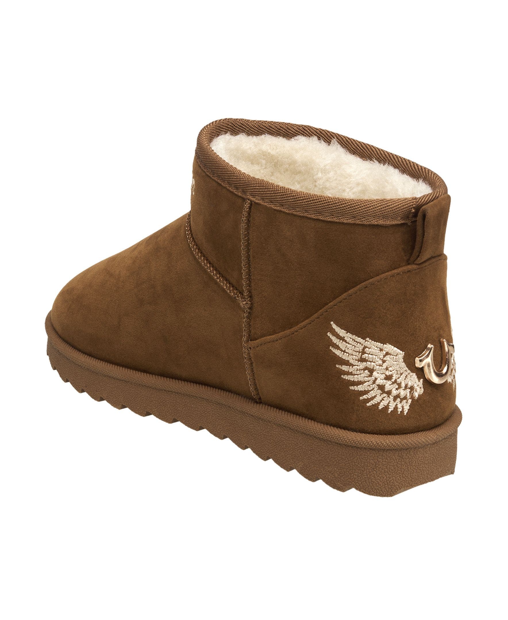 Lana Faux Suede Wings Logo Boot, Alternate, color, Tan
