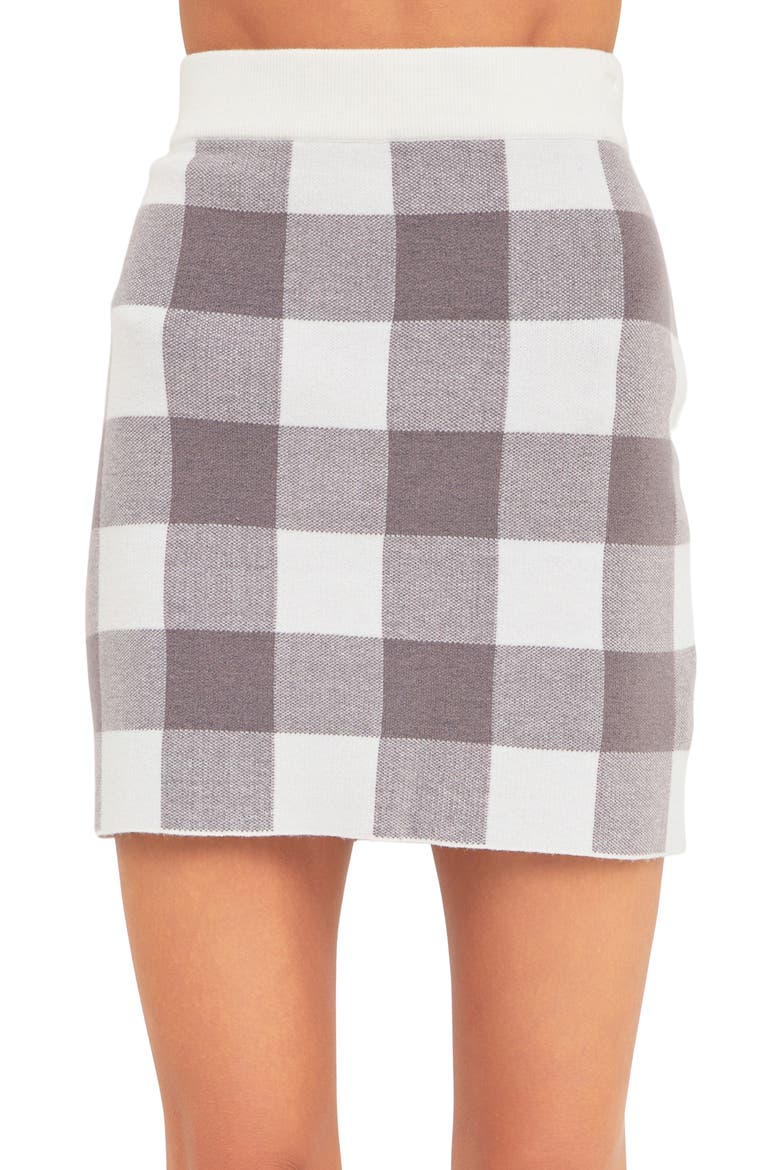 Gingham Knit Miniskirt, Alternate, color, GREY MULTI