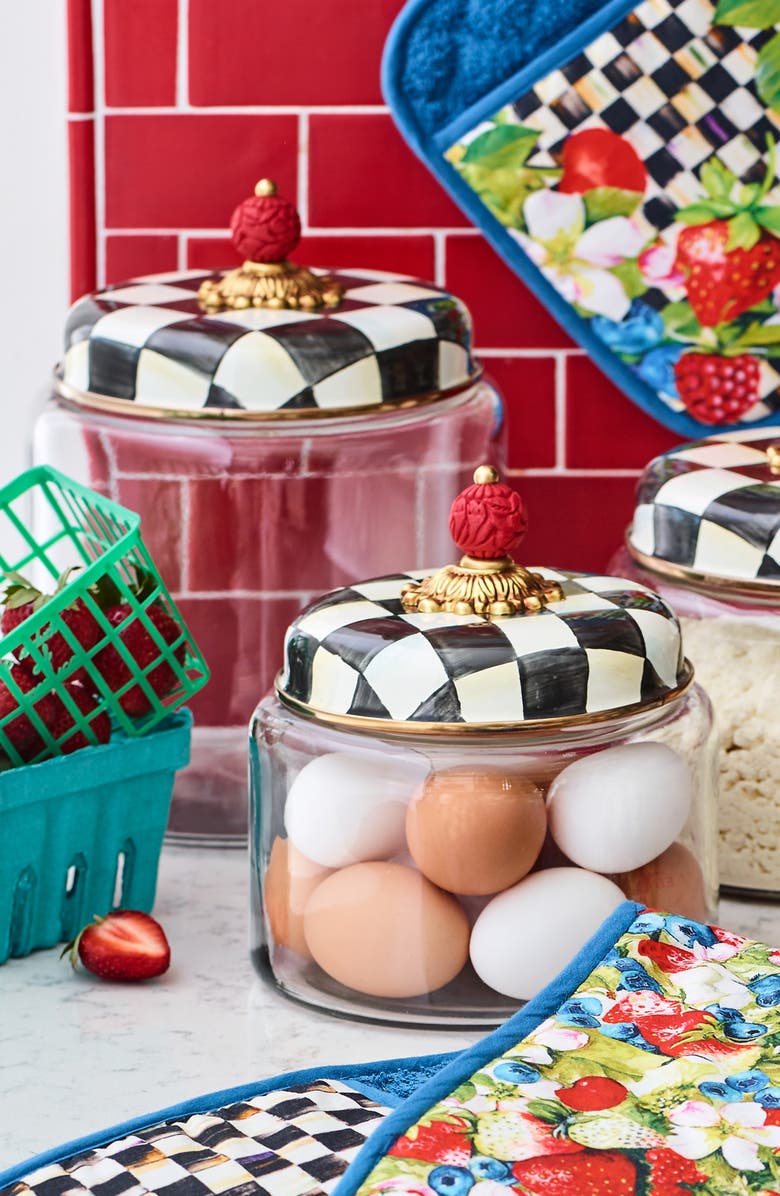 MACKENZIE CHILDS Courtly Check Large Kitchen Canister, Alternate, color, Black/ White