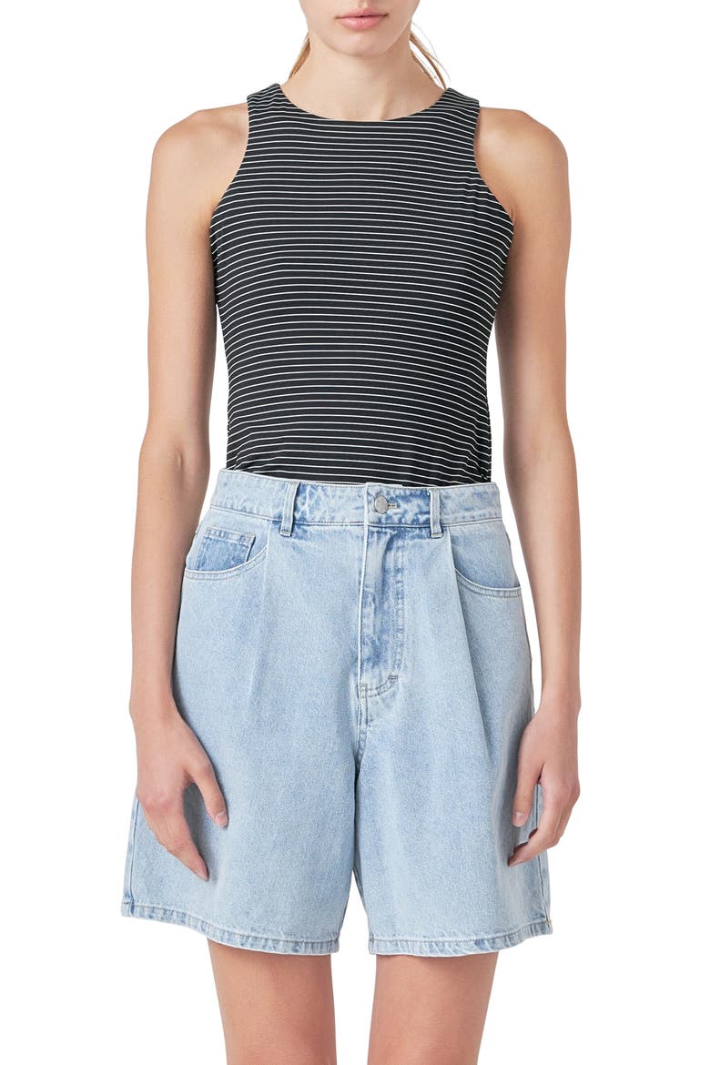 Stripe Bodysuit, Main, color, BLACK/ WHITE