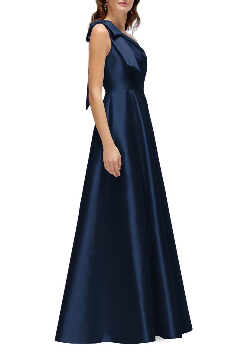 One-Shoulder A-Line Gown, Alternate, color, MIDNIGHT