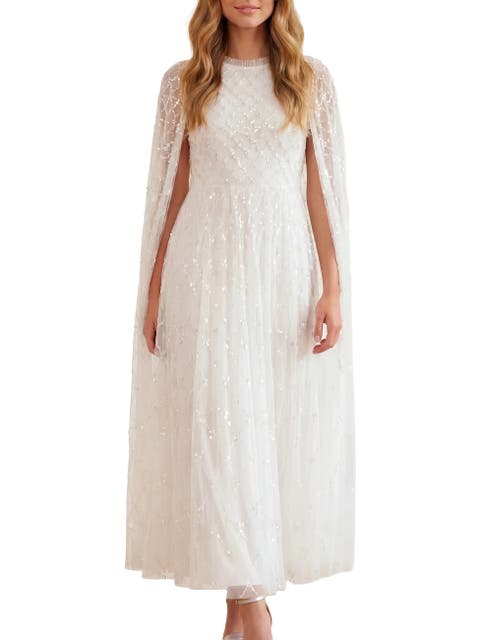 Heart Lattice Cape Ankle Gown