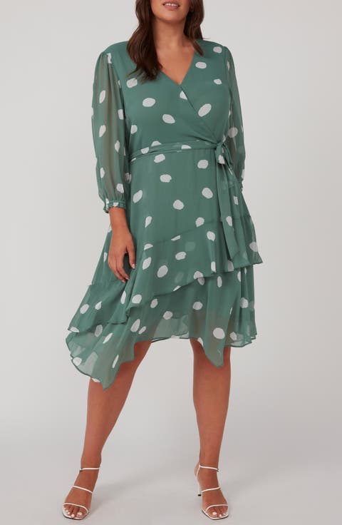Begin Again Polka Dot Long Sleeve Dress (Plus)