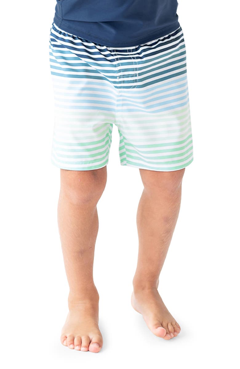 RuggedButts Kids' Stripe Swim Trunks, Alternate, color, Blue Green Multi