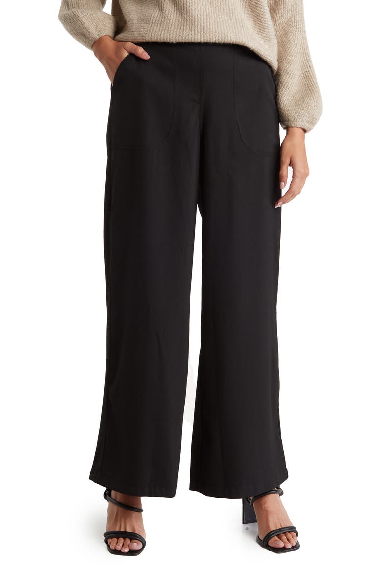 Twill Easy Wide Leg Trouser, Main, color, BLACK