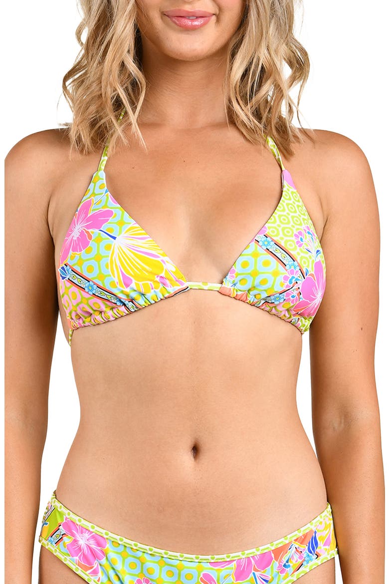 Across the Universe Triangle Bikini Top, Main, color, GREEN MULTI