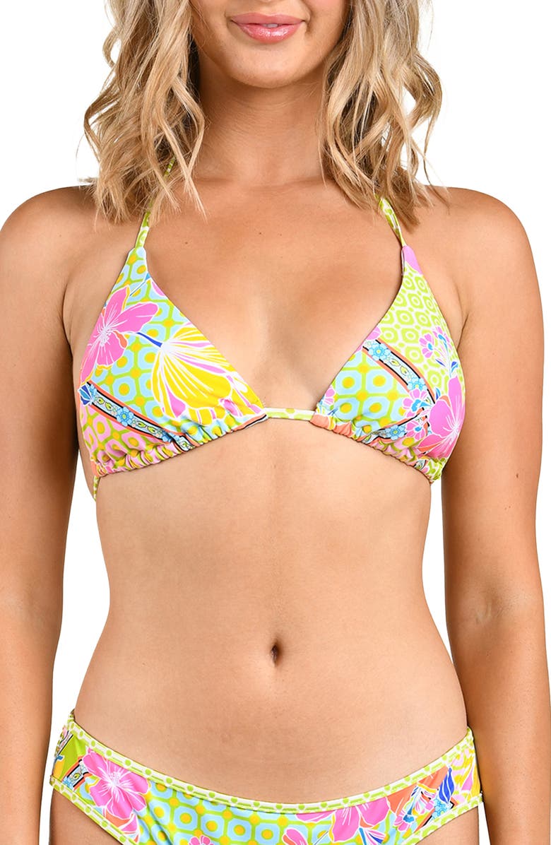 Citrus Across the Universe Triangle Bikini Top, Main, color, Green Multi