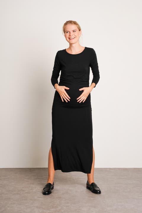 Curve Long Sleeve Maternity Maxi Dress