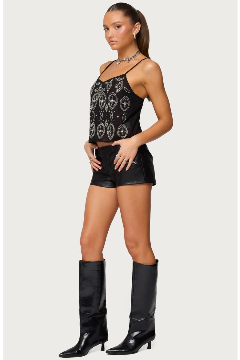 Labella Faux Leather Micro Shorts, Alternate, color, BLACK