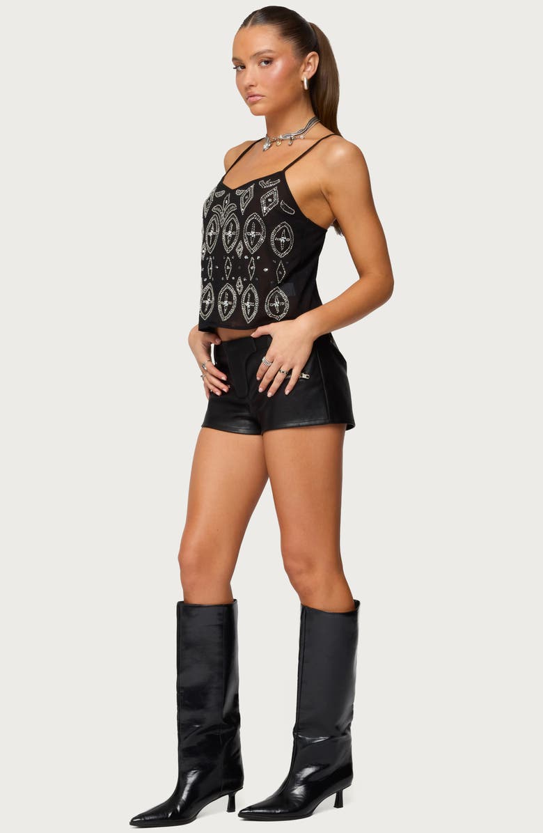 EDIKTED Labella Faux Leather Micro Shorts, Alternate, color, 