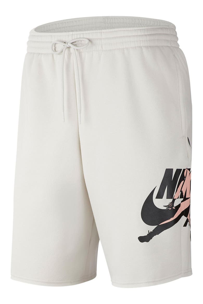 Jumpman Classics Athletic Shorts, Alternate, color, LIGHT BONE/ BLACK/ CORAL