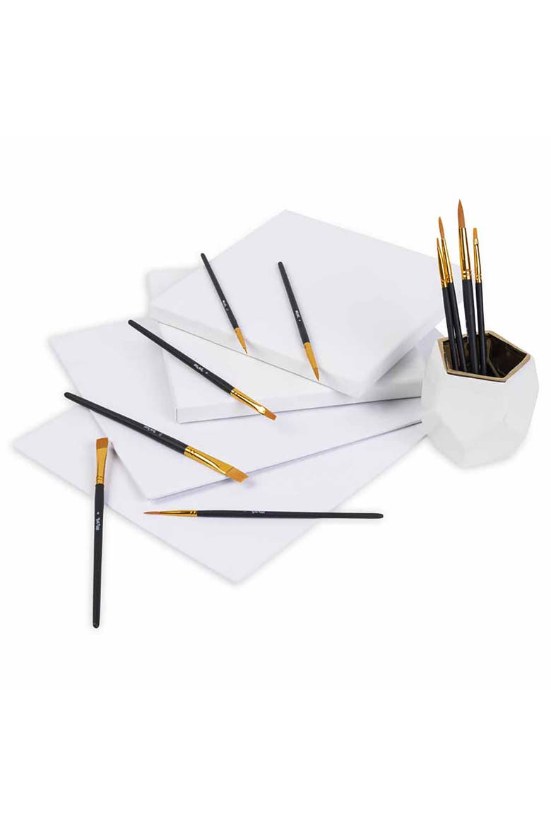Brush Set Value Pack 10Pc Gold Taklon Bristles, Alternate, color, Gold