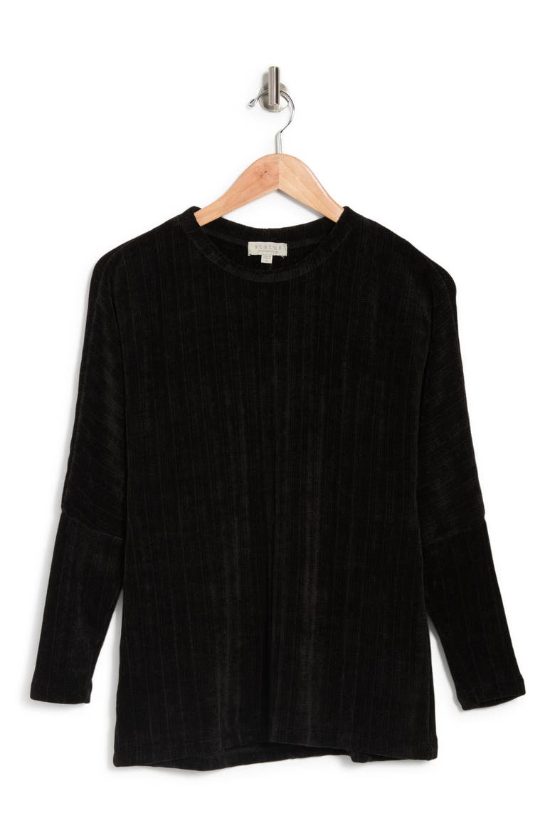 Dolman Sleeve Ribbed Chenille Pullover Sweater, Main, color, BLACK