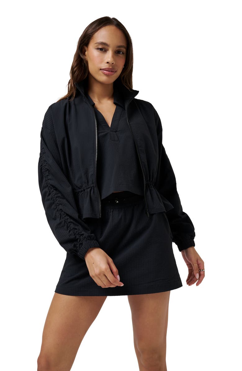 TravisMathew Timeless Breezeblend Peplum Jacket, Alternate, color, Black