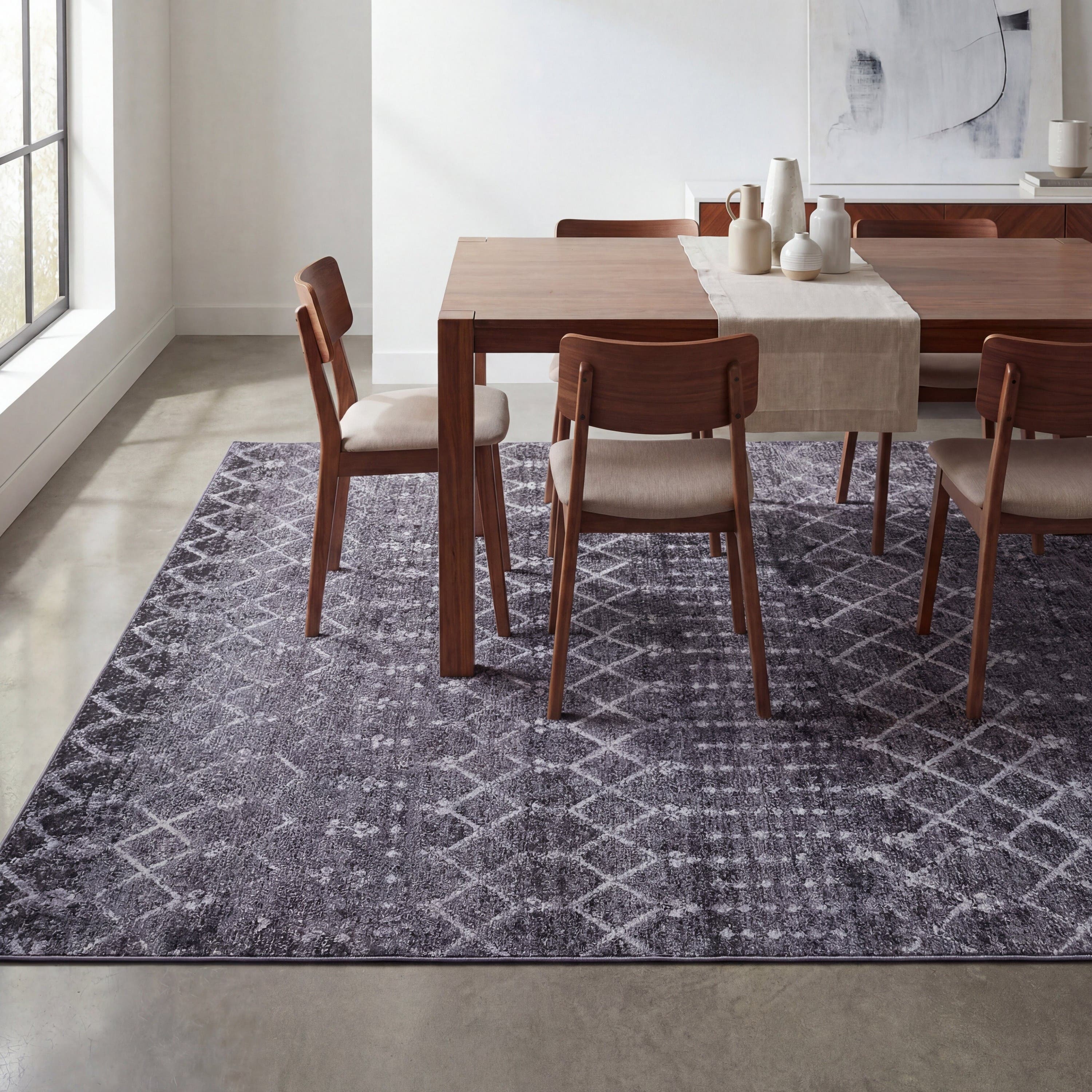 Jonathan Y Leila Moroccan Diamond Trellis Non-slip Machine-washable Area Rug In Gray/ivory